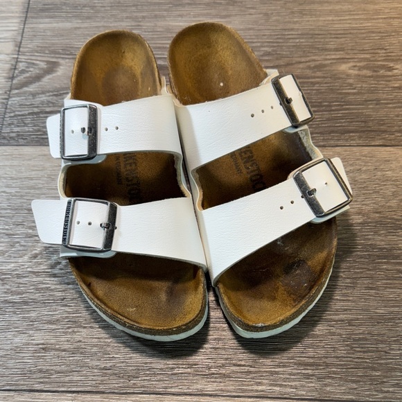 Birkenstock White Double Buckle Sandals woman’s 38 (s261) - Picture 1 of 9